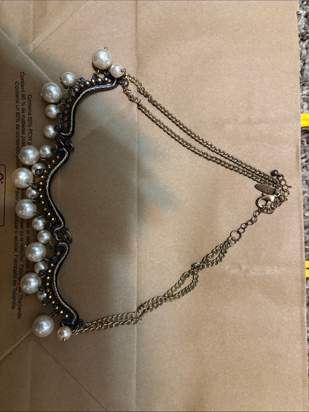 Vintage-Inspired Pearl Accent Gold-Tone Collar Necklace